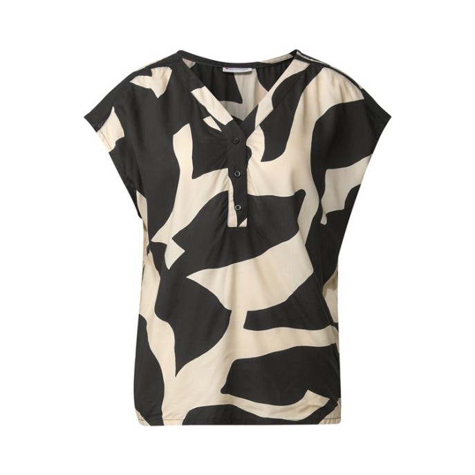 Street One blouse vhals print Zwart Zand